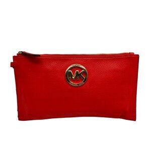 Michael Kors Orange Pebbled Leather Wristlet